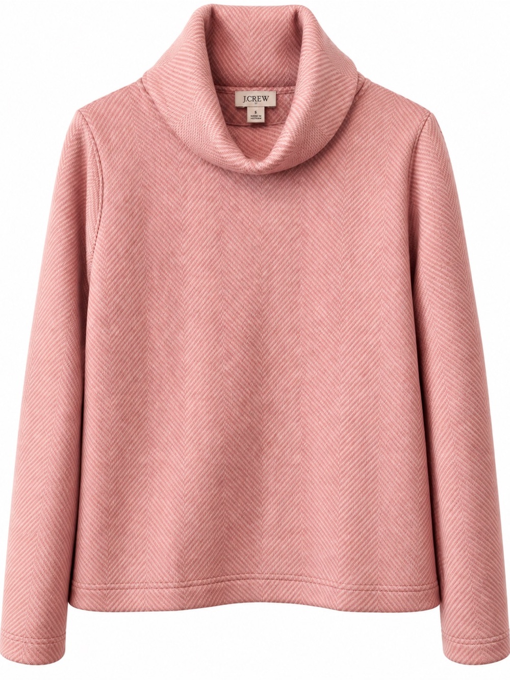 J. Crew Long Sleeve Fleece Funnel Neck Pullover Chevron Iced Quartz Ivory Size L